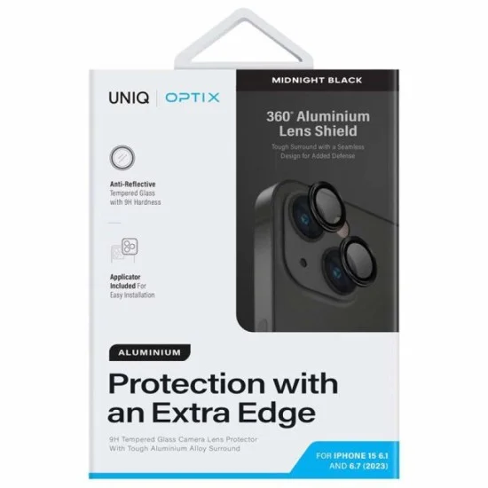 Uniq Optix iPhone 15  15 Plus Camera Lens Protector Midnight - Black